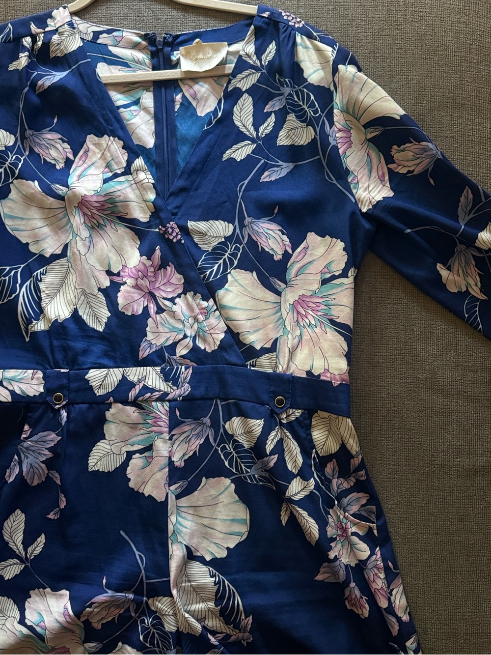Yumi Kim Navy Floral Wrap-Style Dress with Pastel Blooms